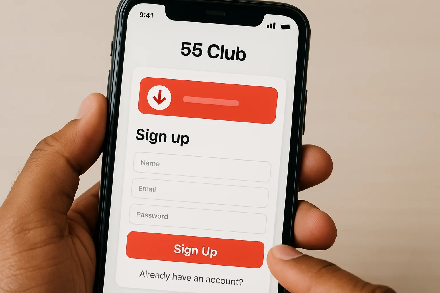 55 Club mobile app experience